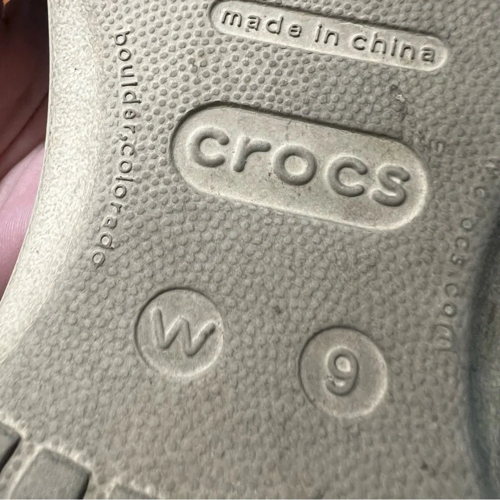 Crocs Cobbler Slide Sandals size 9 tan black wedge comfort shoe